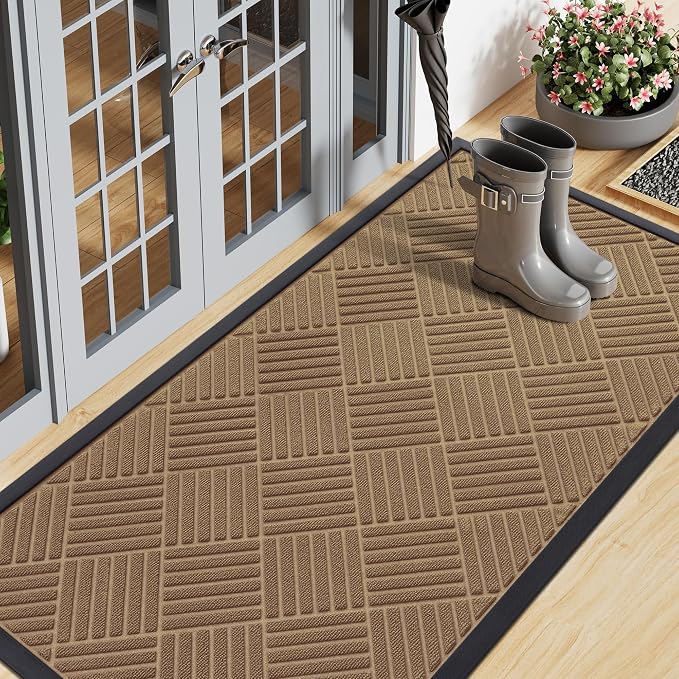 Smiry Front Door Mat Outside Entrance, Heavy Duty Outdoor Indoor Mat, Natural by Smiry