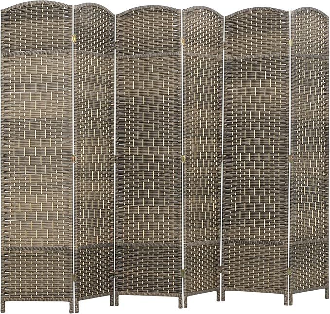 HOMCOM Room Divider, 6 Ft 6 Panel Folding Privacy Screen, Hand-Woven PP Wall by HOMCOM