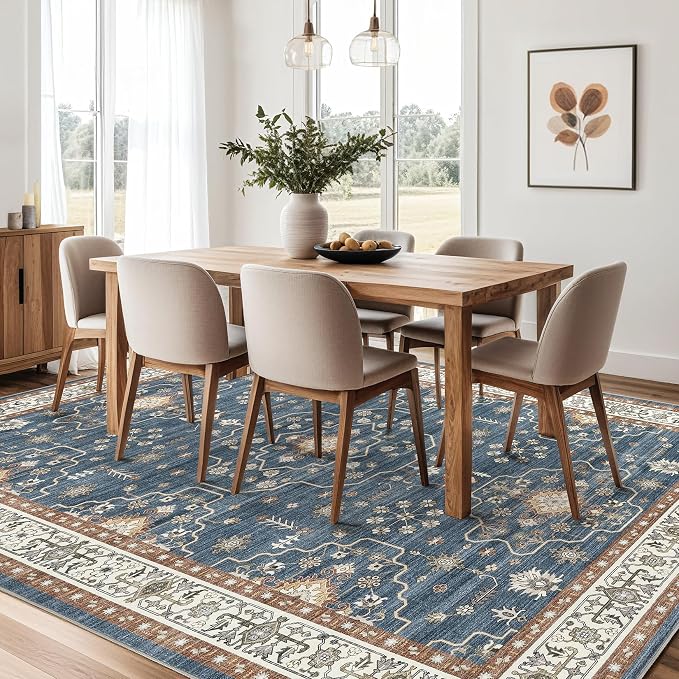 5x7 Area Rug for Living Room- Machine Washable Soft Oriental Vintage Large - Image 5