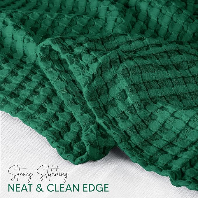 Utopia Bedding Forest Green 100% Cotton Waffle Blanket 300 GSM Soft Lightweight - Image 3