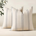 Hckot Throw Pillow Covers 20x20 Set of 2 Striped Pillow Covers Textured Linen by Hckot