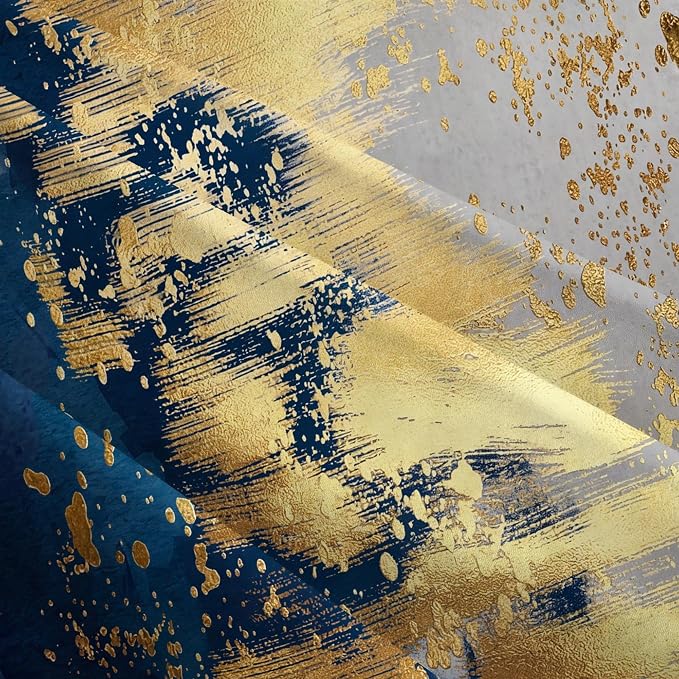 Navy Blue and Gold Pillow Covers 18 x 18 inch Set of 2 Decorative Cushion - Image 6
