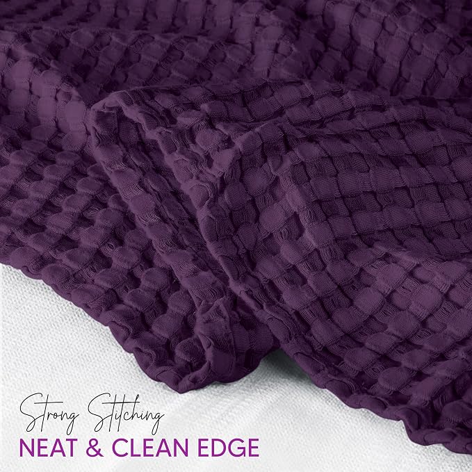Utopia Bedding Plum 100% Cotton Waffle Blanket 300 GSM Soft Lightweight - Image 5