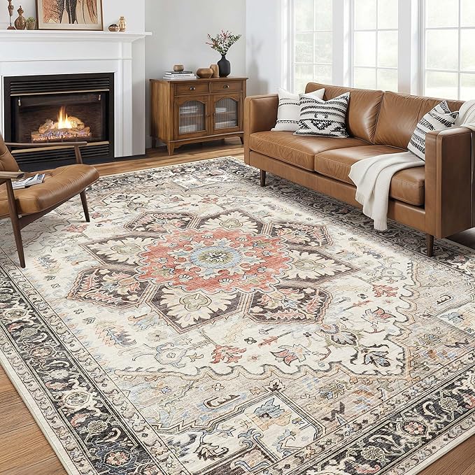 Area Rug 10x14 for Living Room, Medallion Printed Ultra-Thin Soft Large Carpet by homewill