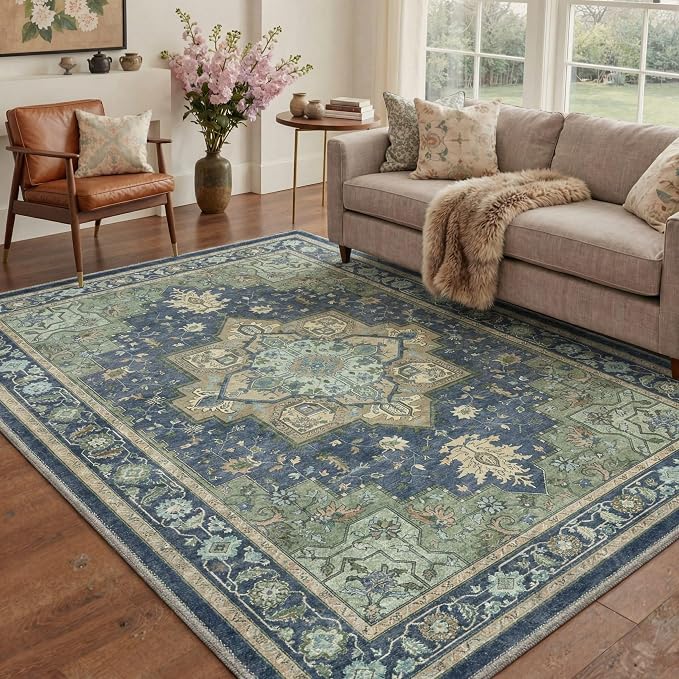 GENIMO 5x7 Area Rugs for Living Room, Machine Washable Rug, Non Slip Indoor by GENIMO