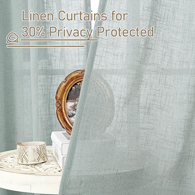 LAMIT Linen Blended Curtains for Bedroom, Faux Linen Textured Light Filtering - Image 5