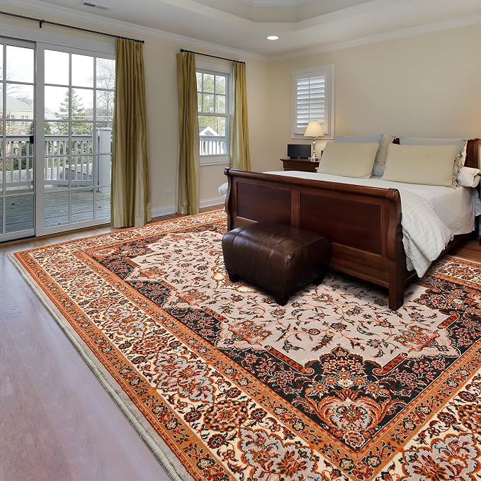Area Rug for Living Room, Machine Washable Orange Rugs for Bedroom, 6x9Ft - Image 3