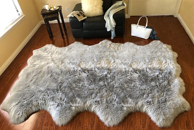 Free Shape Luxury Soft Fluffy Shag Area Rug Octo 8 Pelts 6'x8', 180x240 cm by LAMBZYRUGS