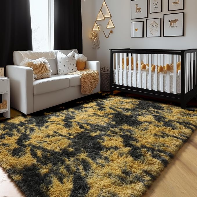 Amdrebio Black Gold Yellow Grey Rugs - Image 9