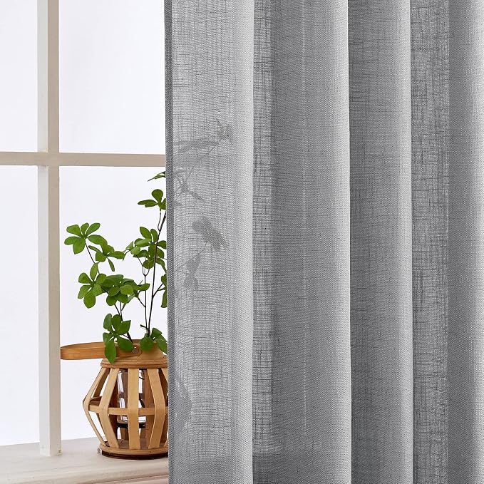 MIULEE Grey Linen Curtains 108 Inches Long - Image 5