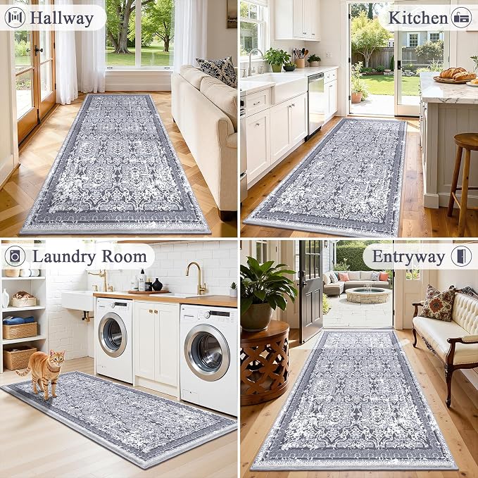 Vaukki Hallway Runner Rug, Vintage Shaggy Soft Laundry Rug Runner, Non Slip - Image 3