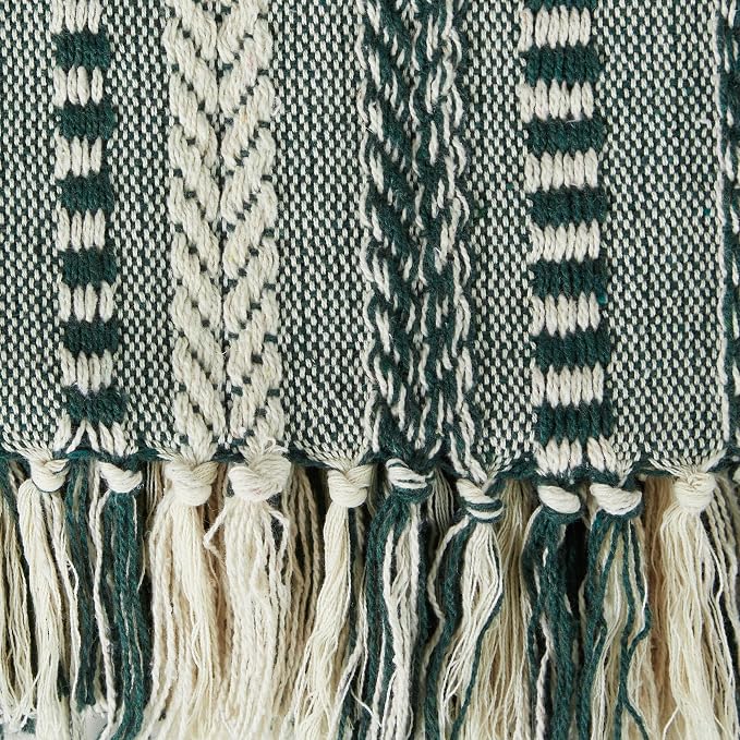 DII Braided Striped Decorative Throw Blanket, Dark Green - Image 3