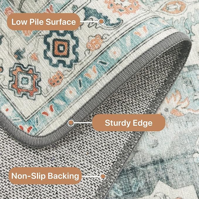 GENIMO 8x10 Area Rugs for Living Room, Machine Washable Non Slip Rugs, Low Pile - Image 7