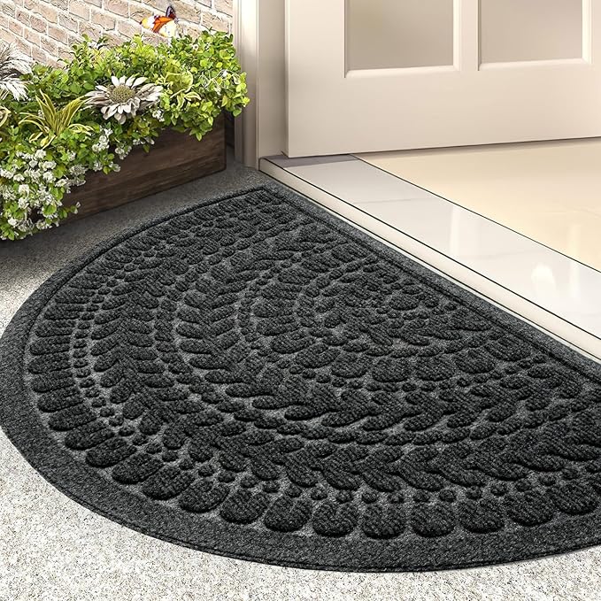 RORA Half Circle Door Mat Front Door Mat Outside Entrance Welcome Mats Outdoor by RORA