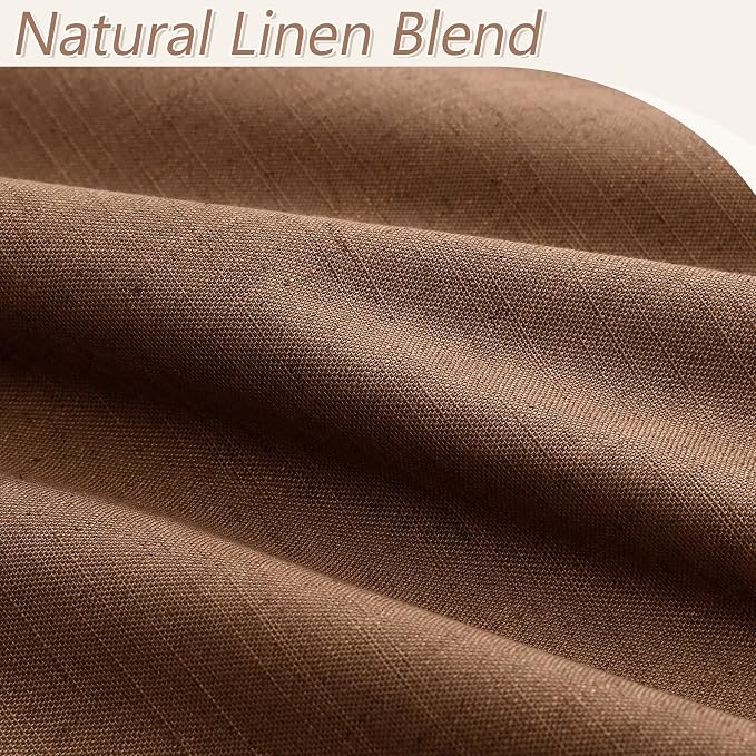 Guken 100% Blackout Linen Curtains 90 Inch Length 2 Panels Set - Image 3