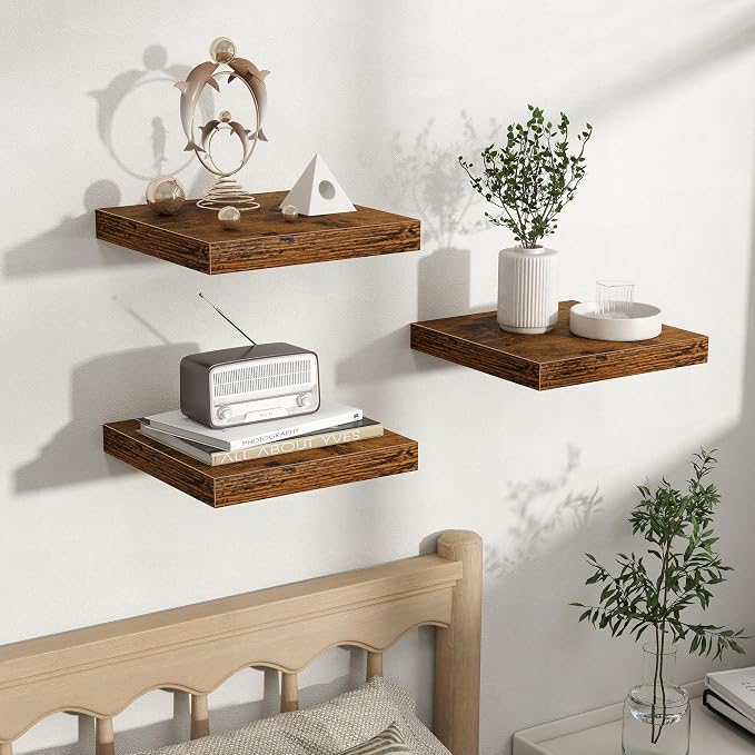 Fun Memories Floating Shelves for Wall, Rustic Wood Wall Mounted Shelves for - Image 5