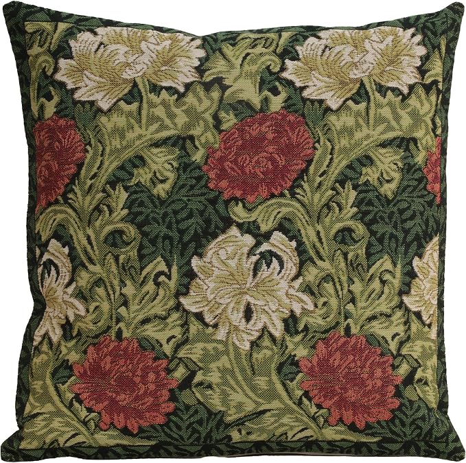 Charlotte Home Furnishings Throw Pillow Covers 16x16 in Green Chrysanthemum by CCharlotteHomeFurnishings