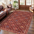 Tangsoo 5x7 Washable Area Rug, Non Slip Red Floral Indoor Rug, Soft Low Pile by Tangsoo