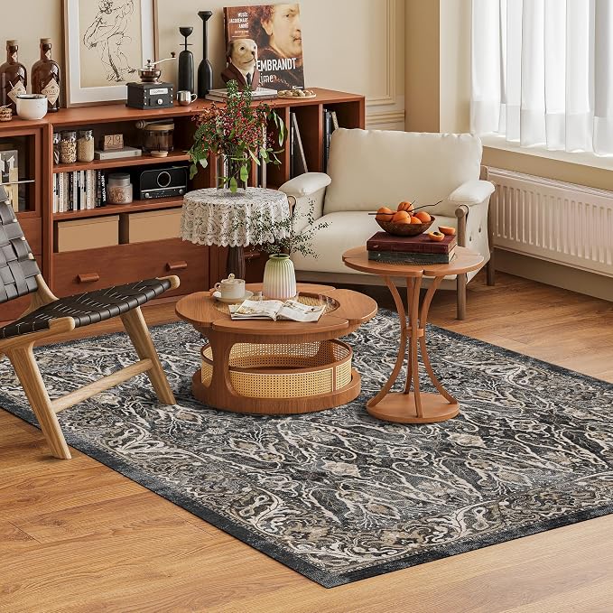 Washable Area Rug 9' x 12' Vintage Traditional Persian Mat - Image 2