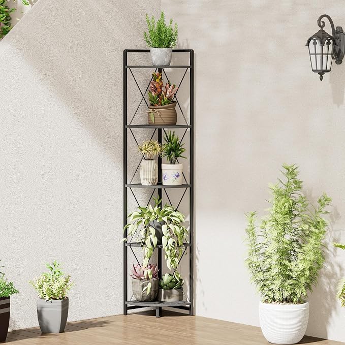 5 Tier Corner Shelf Stand, Metal Corner Shelf, Plant Stand Display Shelf - Image 3