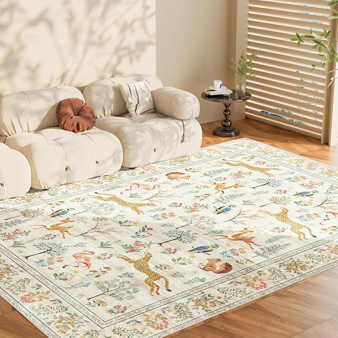 DUKINO 8x10 Rug, Washable Animal Living Room Rug - Image 8