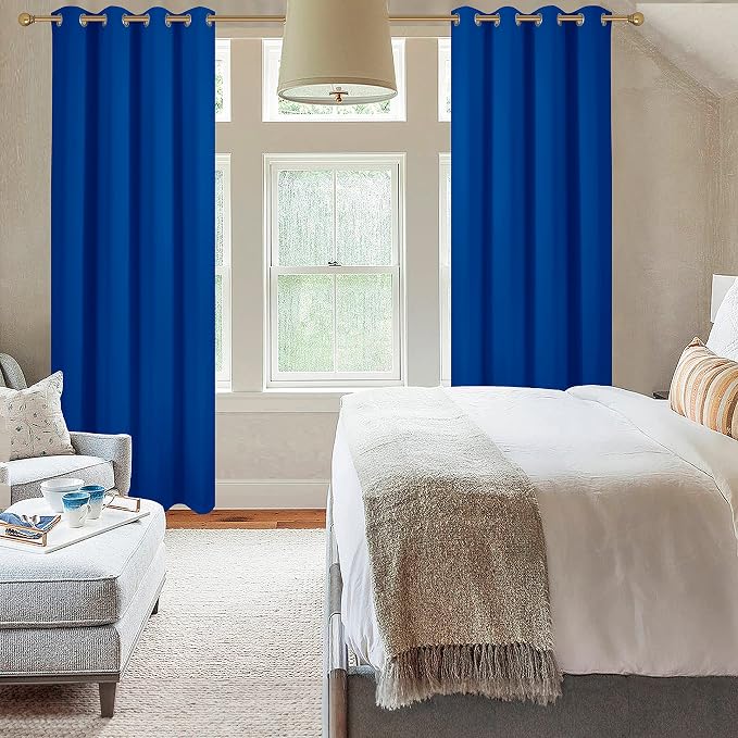 Diraysid Royal Blue Grommet Blackout Curtains - Image 3