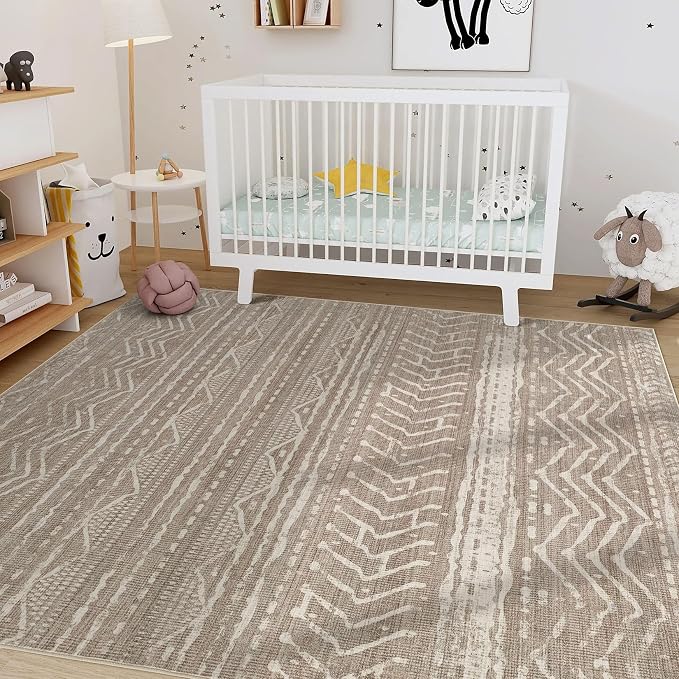 Nakagishi 5x7 Area Rugs Living Room: Washable Boho Large Neutral Soft Rug - Image 7