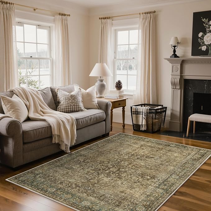Bavni Area Rugs for Living Room, 5x7 Washable Rug Non-Slip Washable，Ultra-Thin - Image 3