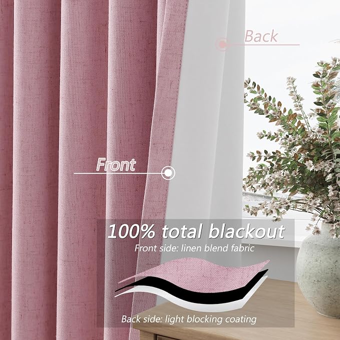 Guken 100% Blackout Curtains 102 Inch Length 2 Panels Set - Image 4