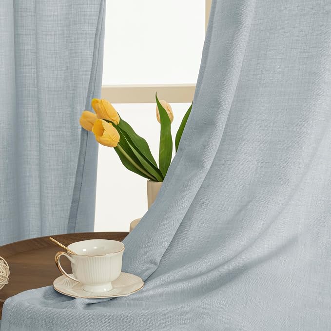 LAMIT Haze Blue Linen Curtains 54 Inch - Image 3