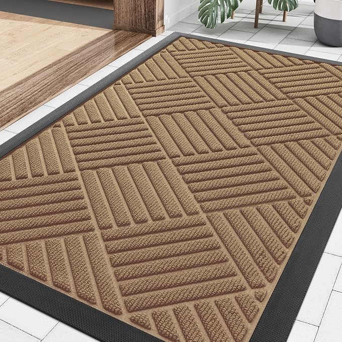 Smiry Front Door Mat Outside Entrance, Heavy Duty Outdoor Indoor Natural Rubber by Smiry
