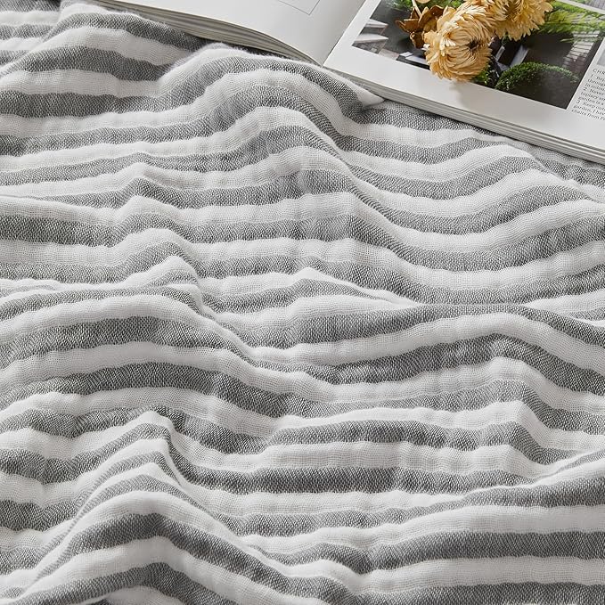 EMME Cotton Muslin King Blanket Bed Layering Bedspread Coverlet Breathable by EMME
