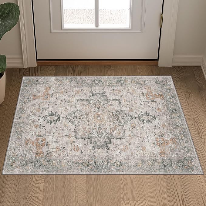 GENIMO Area Rug 32x48 inch Doormat, Machine Washable Low Pile Rugs, Small Retro - Image 2