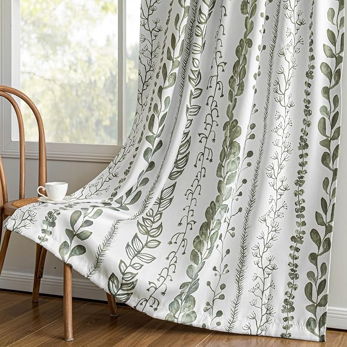 MEETSKY Sage Green Blackout Curtains 95 Inches Long 2 Panels Boho Curtains - Image 7