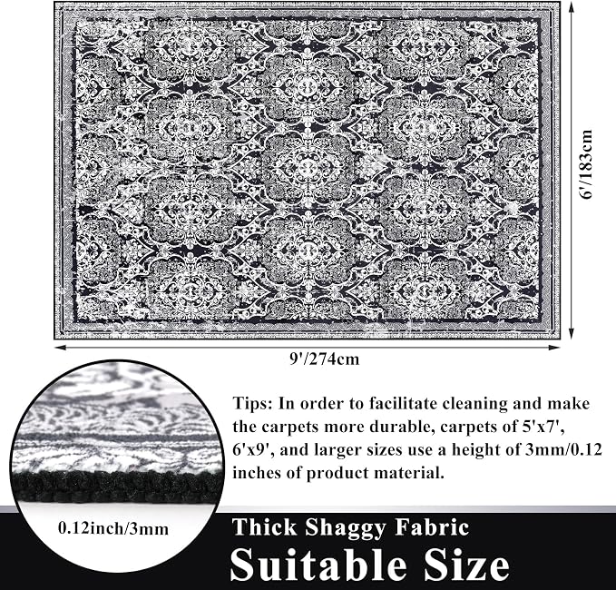 Vaukki Living Room Rug, Vintage Shaggy Soft Laundry Rug, Non Slip Kitchen Area - Image 2