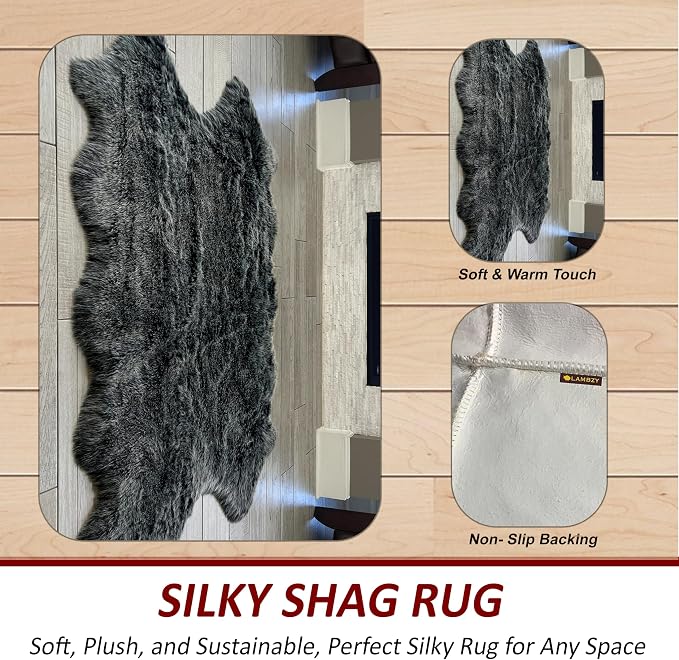 Free Shape Luxury Soft Fluffy Shag Area Rug Triple Side by Side 3'x6', 90x180cm - Image 4