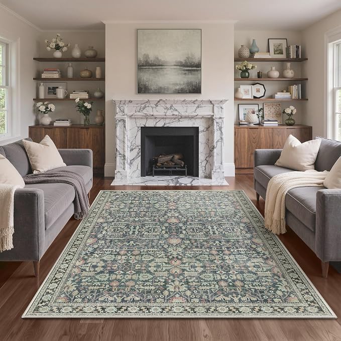 Bavni Area Rugs for Living Room, 5x7 Washable Rug Non-Slip Washable，Ultra-Thin - Image 3