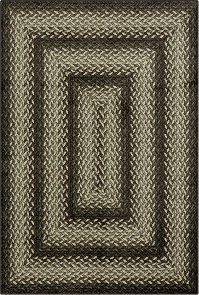 Maples Rugs Marion Bohemian Braided-Style Print Area Rug – Made in USA – Low by MaplesRugs