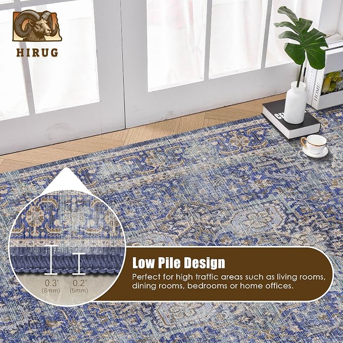 Washable Area Rug 9' x 12' Vintage Traditional Persian Mat - Image 5