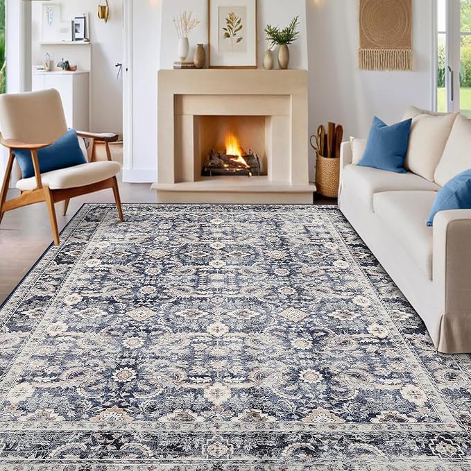 GarveeHome Washable Rugs for Living Room 9x12 Vintage Neutral Area Rug by GarveeHome