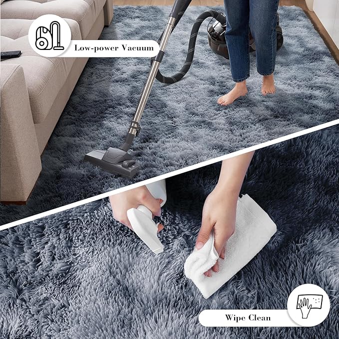 Fluffy Rug Shaggy Area Rug, Mottling Dark Grey 4x6 Area Rugs - Image 7