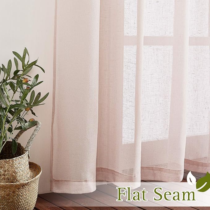 NICETOWN Linen Blend Semi Sheer Curtains 63" L - Image 7