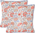 Ridhi Block Print Flamingo Pink Pillow Cover 18" x 18" Decorative Couch Pillows by Ridhi