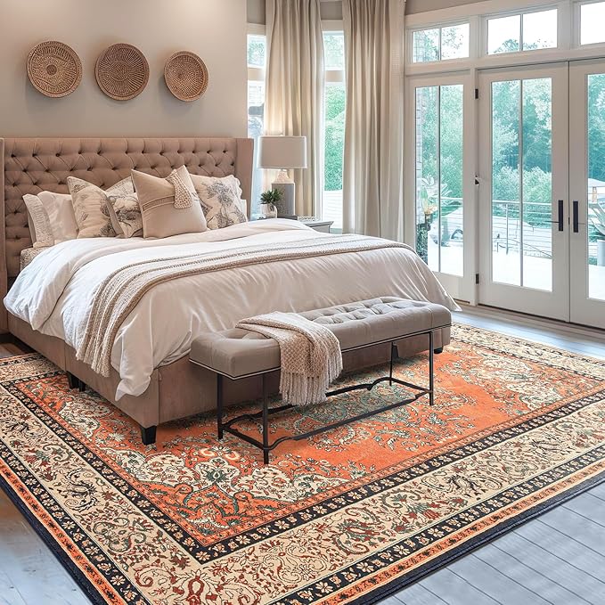 Area Rug for Living Room, 6x9Ft Non-Slip Vintage Area Rug, Machine Washable - Image 3