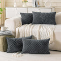 Set of 4 Medium Grey Decorative Throw Pillow Covers 12x20 Inch Corduroy Pillow by Cozoomy