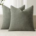 MIULEE Decorative Linen Check Euro Shams Throw Pillow Covers Neutral Farmhouse by MIULEE