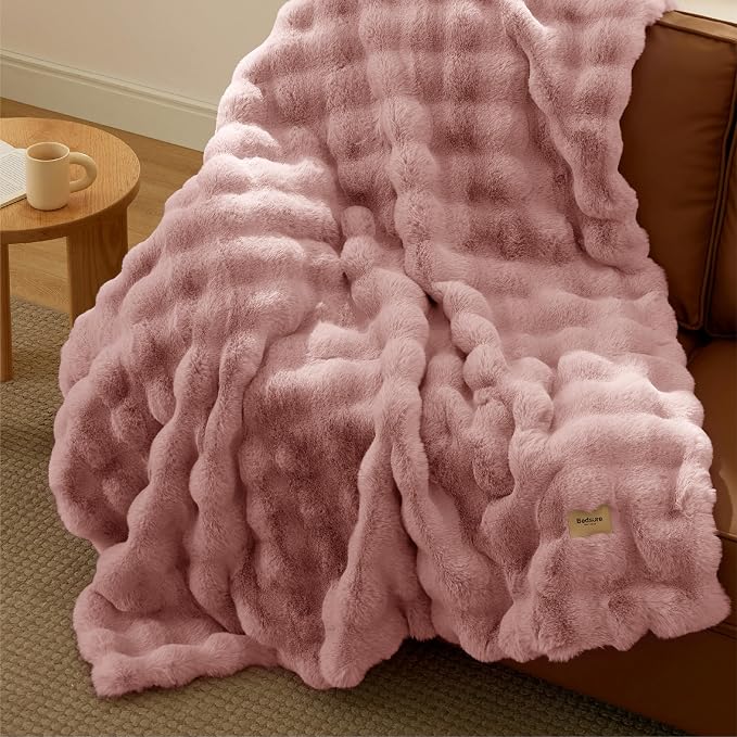 Bedsure GentleSoft Fluffy Fuzzy Dusty Rose Throw Blanket, Soft Cozy Fleece Faux - Image 7
