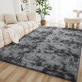 Litanika 6x9 Shag Area Rug for Living Room Bedroom, Tie-Dyed Dark Grey High by Litanika