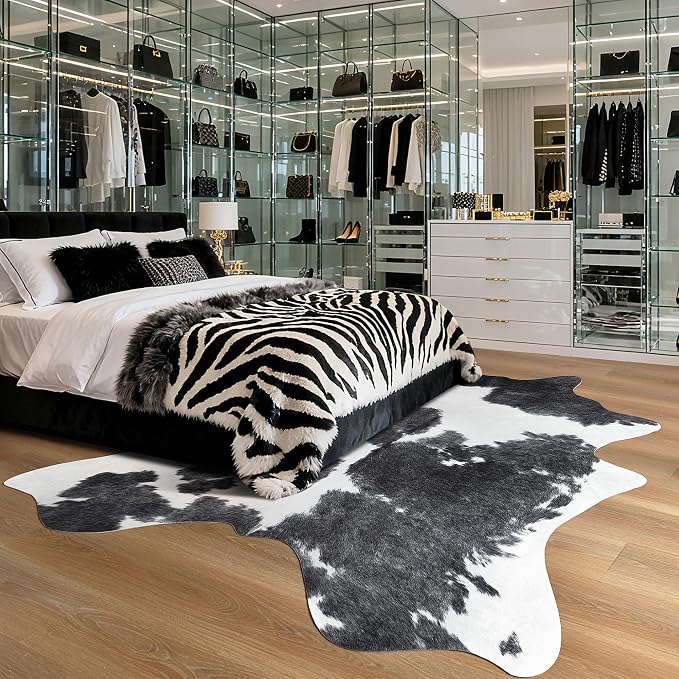 Easycozy Faux Cowhide Cow Print Rug: 5.2 x 6.2 Western Decor Faux Cowhide - Image 7
