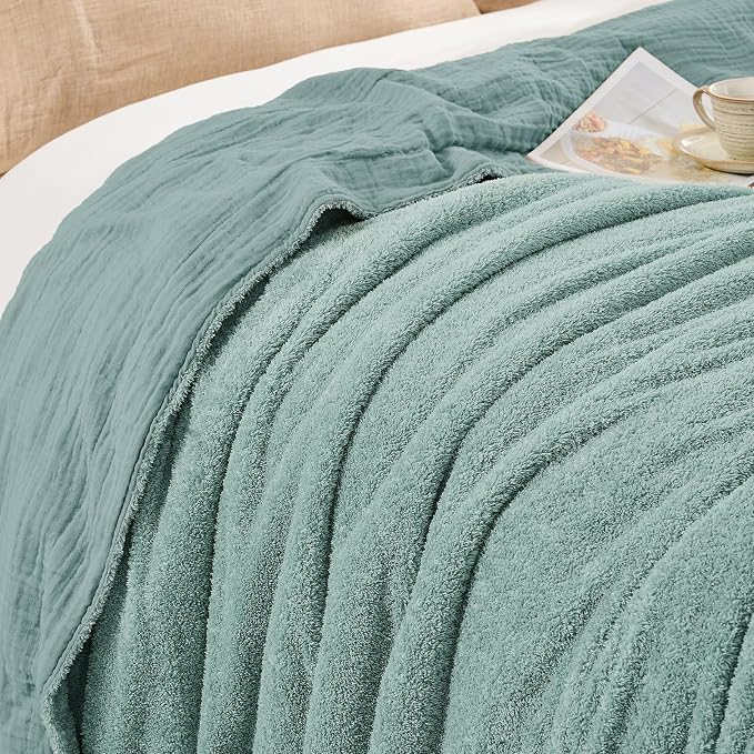 EMME Muslin and Fleece Throw Blanket Reversible - Image 7